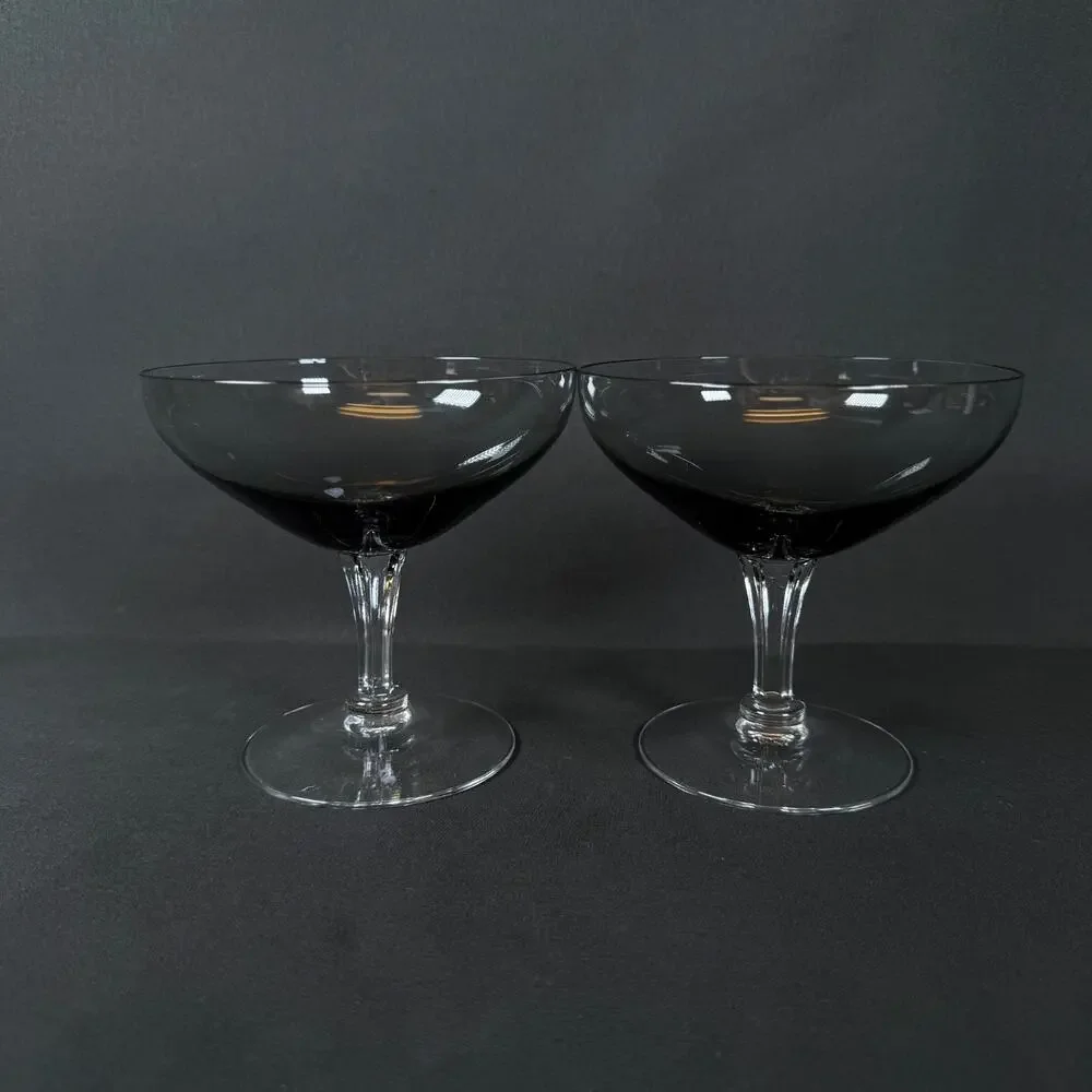 Lot of 4 Fostoria MCM Debutante Smoke Gray Champagne/Sherbet 4
